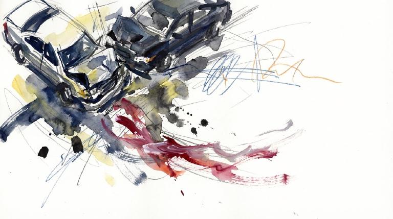 Left Turn at Junction and Corona: Three on Foot, One Mistake